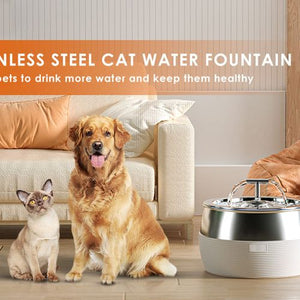 YES4PETS 3L Automatic Electric Pet Water Fountain Stainless Steel