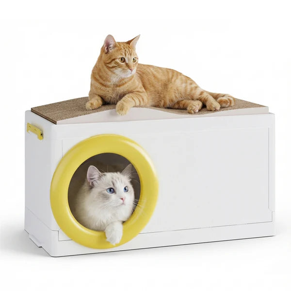 Advwin - Plastic Cat House with Scratching Board