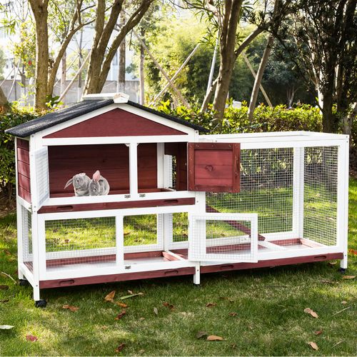 Yes4pets - Double Storey Large Rabbit Hutch Guinea Pig Pet Cage - Petservo