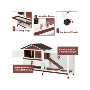 Yes4pets - Double Storey Large Rabbit Hutch Guinea Pig Pet Cage - Petservo