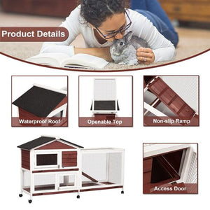 Yes4pets - Double Storey Large Rabbit Hutch Guinea Pig Pet Cage - Petservo