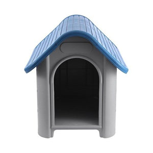 Dog house with blue roof on a white background at Pet Servo