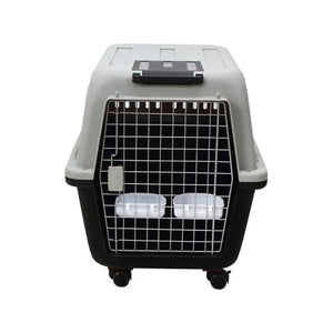 Shop YES4PETS XL Plastic Kennel Carrier with Handle & Wheels Grey_PetServo