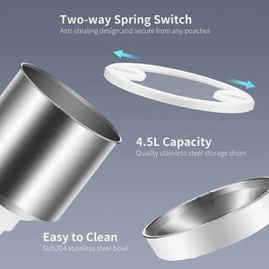 YES4PETS Electric Automatic Pet Feeder 4.5L Stainless Steel - PetServo-4