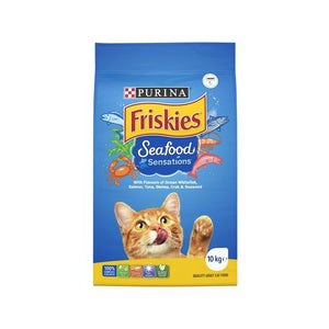 Friskies - 10kg Adult Seafood Sensations Dry Cat Food - petservo