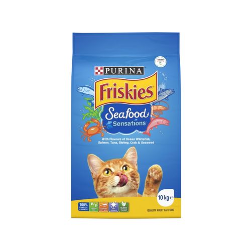 Friskies - 10kg Adult Seafood Sensations Dry Cat Food - petservo