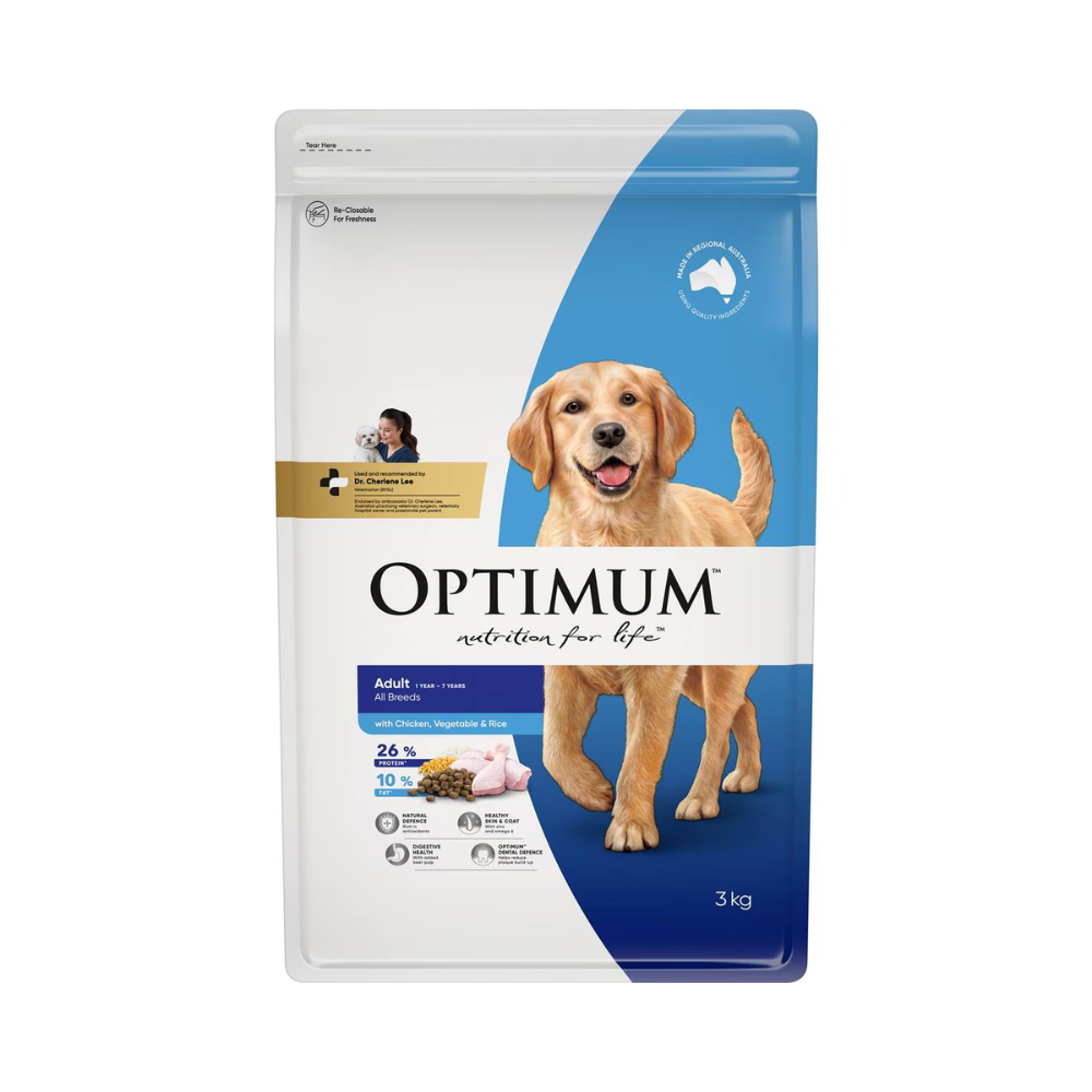 Optimum - Adult All Breed Dry Dog Food Chicken, Vegetables & Rice 3kg - Petservo