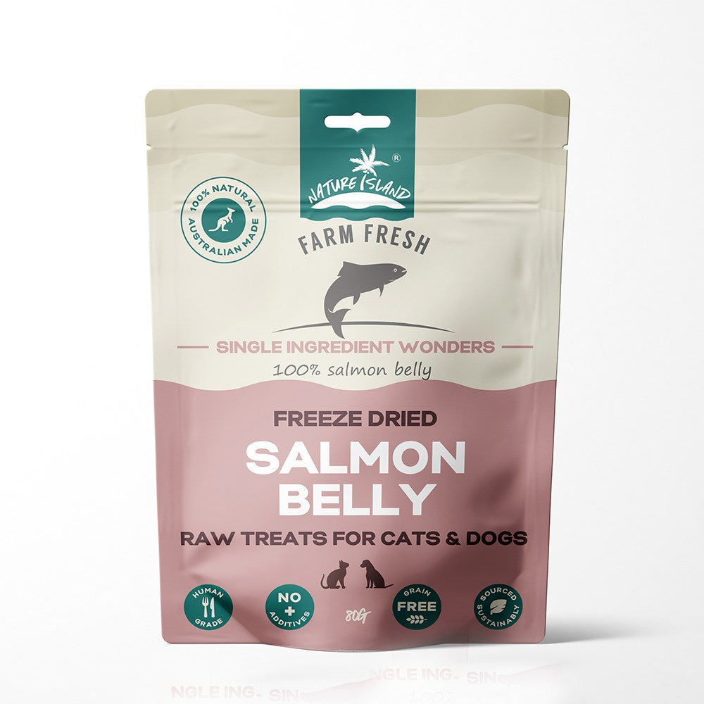 Nature Island - Freeze Dried Salmon Belly Raw treats 80g for Pets - Petservo