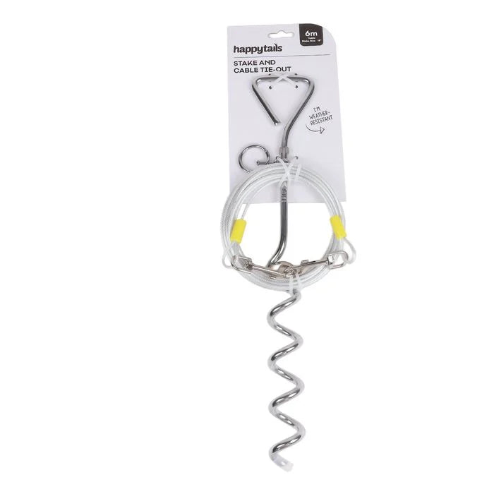 Happy Tails - 6m Silver Stake and Cable Dog Tie-Out