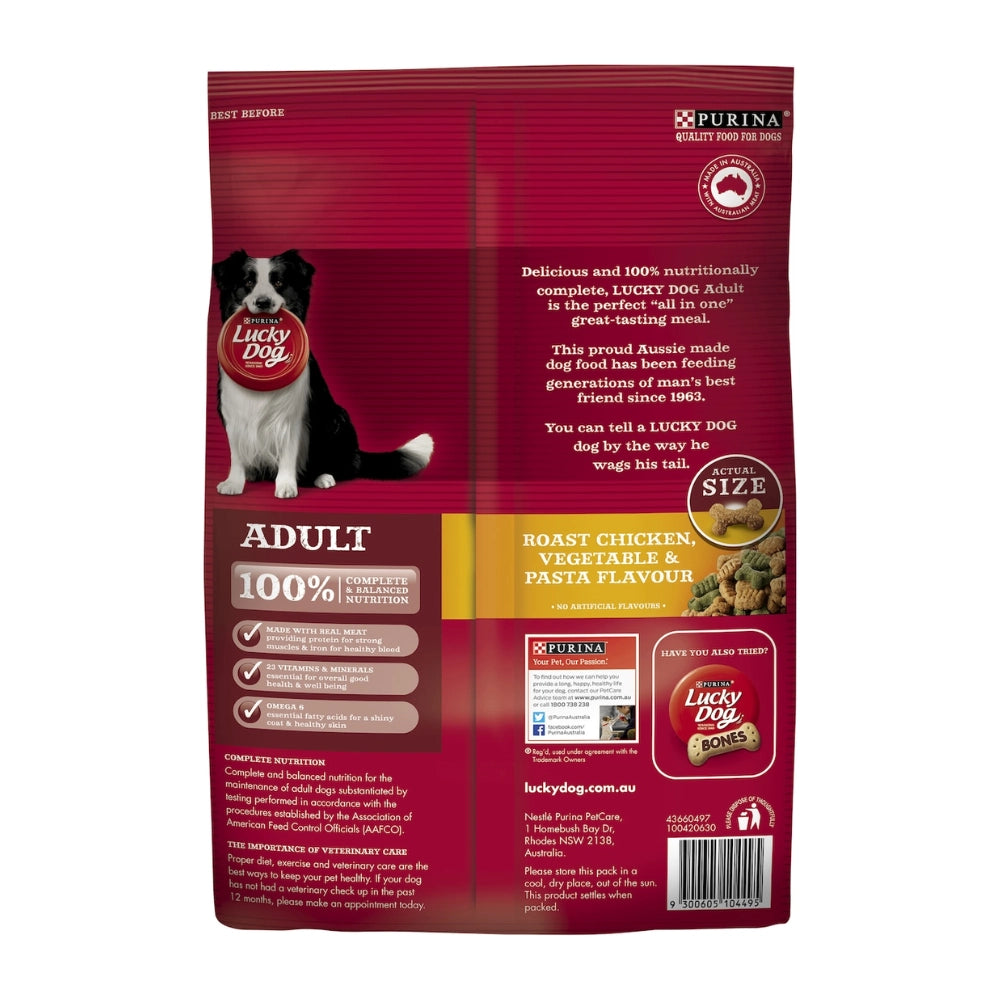 Lucky Dog-Adult Chicken, Vegetable & Pasta Dry Dog Food 3kg-Pet Servo