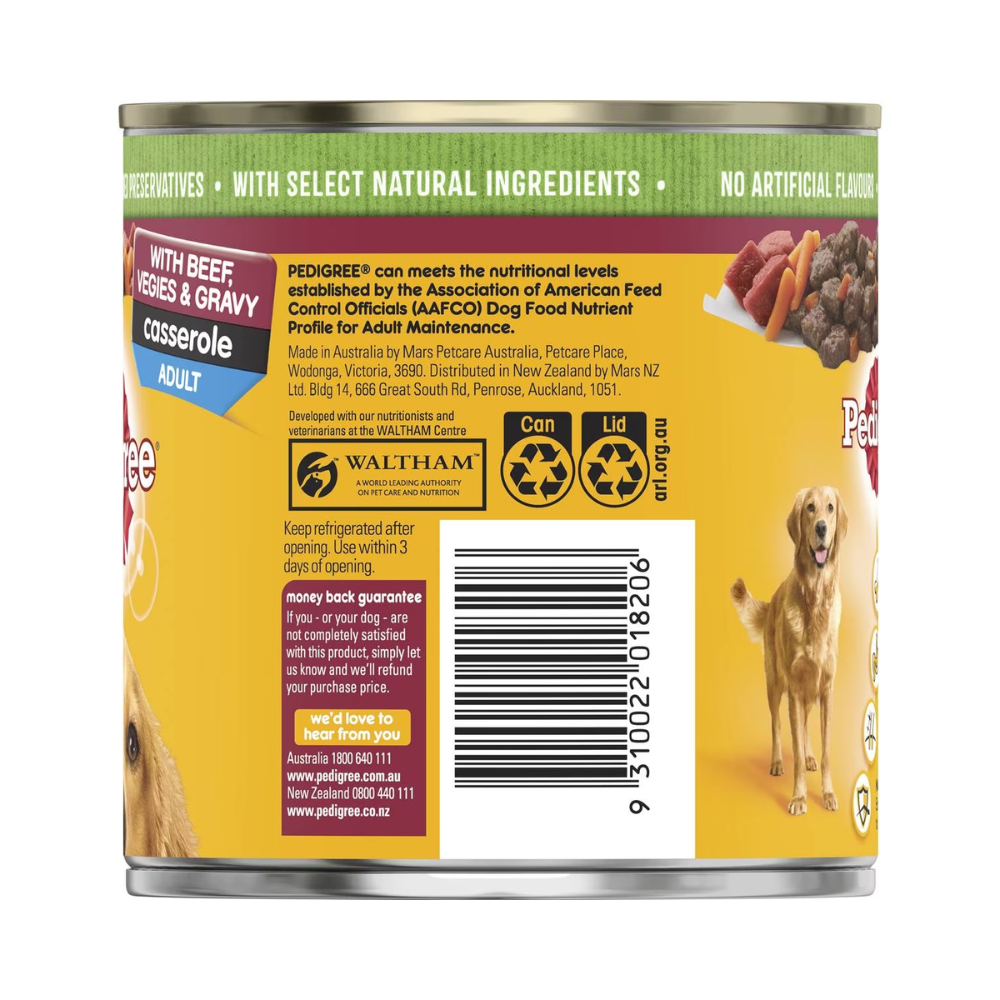 Pedigree - Adult Wet Dog Food With Beef, Vegies & Gravy Casserole Can 700g - Petservo
