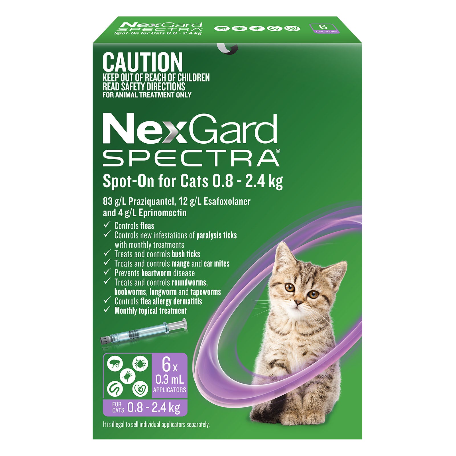Nexgard - Spectra Spot-On for Kittens and Small Cats 0.8 to 2.4kg