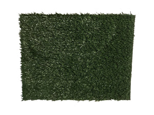 Rectangular sample of dark green artificial grass on a white background at Pet Servo