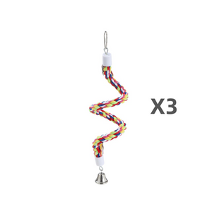 YES4PETS - 3-Pack Spiral Rope Bird Toys for Small Birds - Pet Servo
