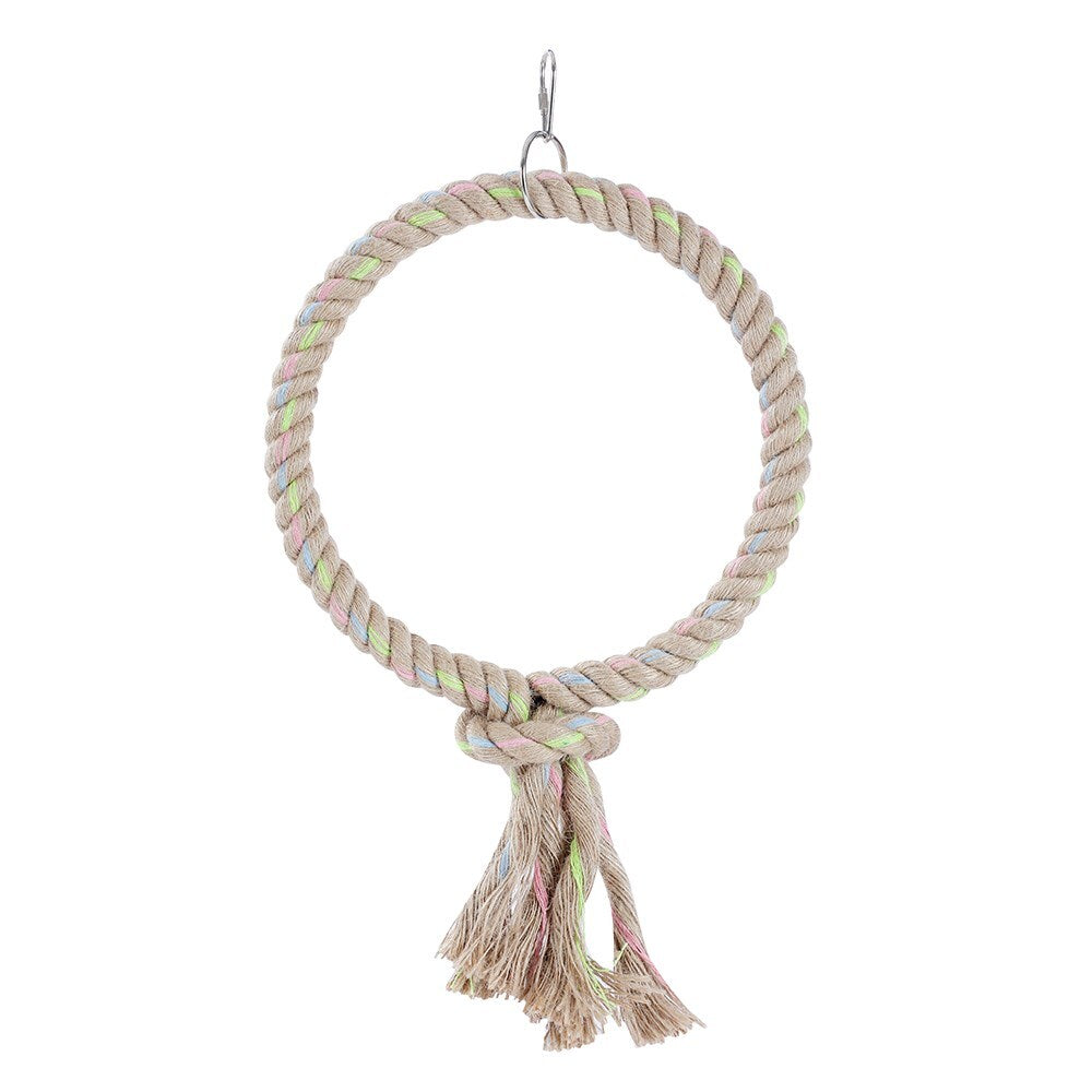 YES4PETS - 3x Medium Jute Ring Toys for Pet Birds - Pet Servo