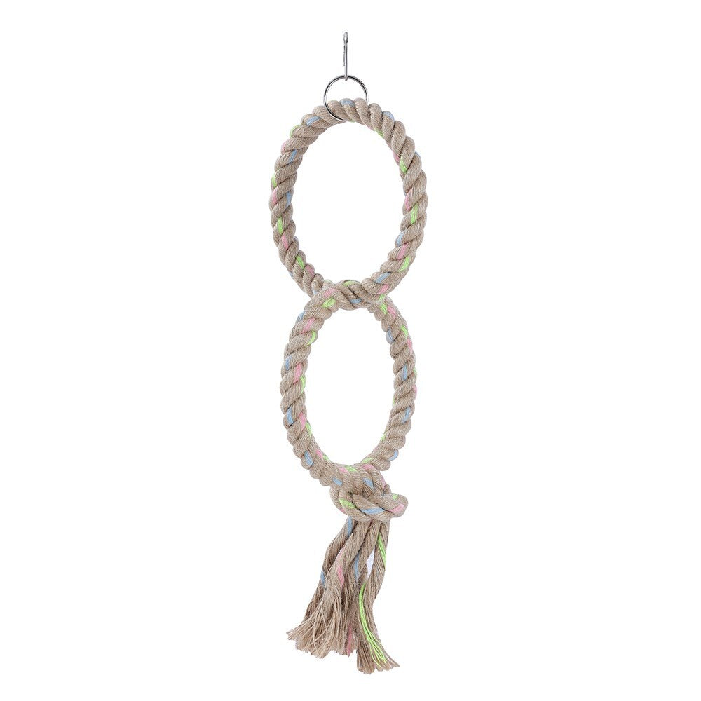 YES4PETS - 3x Hanging Double Ring Rope Bird Toys - Pet Servo