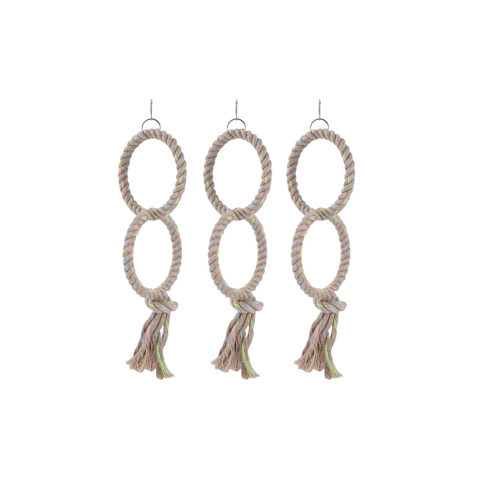 YES4PETS - 3x Hanging Double Ring Rope Bird Toys - Pet Servo