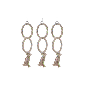 YES4PETS - 3x Hanging Double Ring Rope Bird Toys - Pet Servo