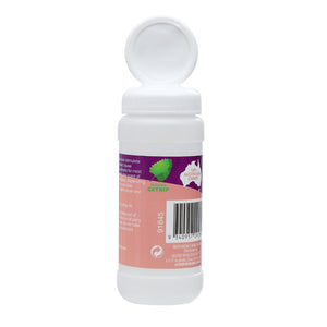 White container with a purple label featuring catnip on a white background at Pet Servo