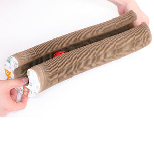 Brown inflatable roller with white handle held by hands on a white background at Pet Servo