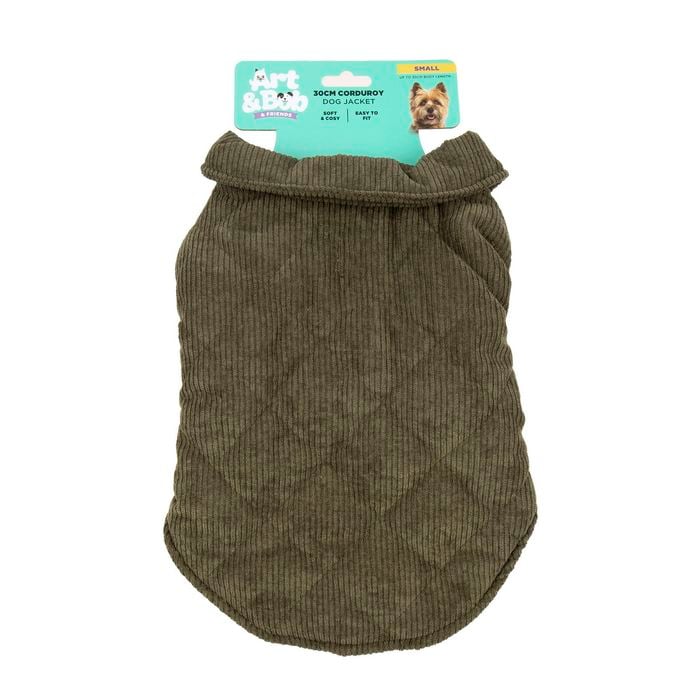 Brown dog jacket with a tag on a white background at Pet Servo