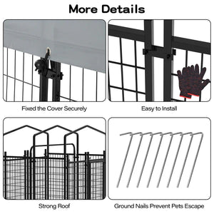 Product details of a pet fence with installation instructions and features.