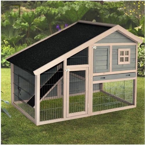 YES4PETS Grey Chicken Coop Rabbit Hutch Hen Chook House - Pet Servo
