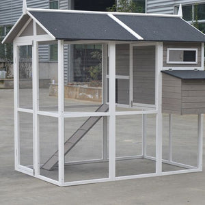 YES4PETS Grey XL Chicken Coop Rabbit Guinea Pig Hutch House_PetServo-3