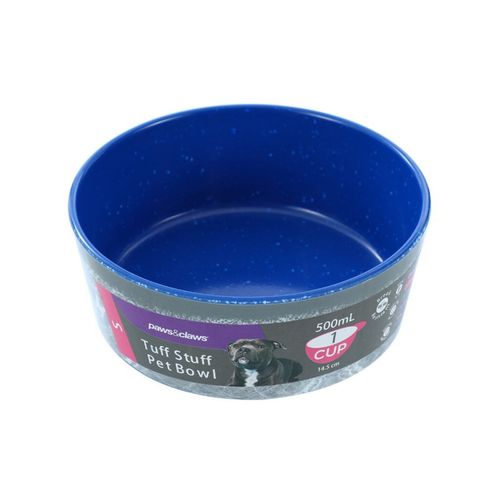 Paws and Claws - 14.5cm/500ml Tuff Stuff Pet Bowl Medium - Blue - 3PK