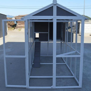 YES4PETS - Grey XXL Chicken Coop Rabbit Hutch Hen Cat House_PetServo-3