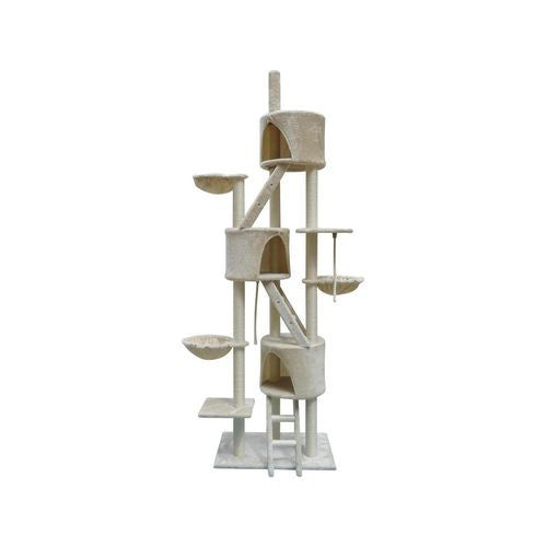 YES4PETS 244 cm XL Multi-Level Cat Scratching Post Tree Beige PetServo