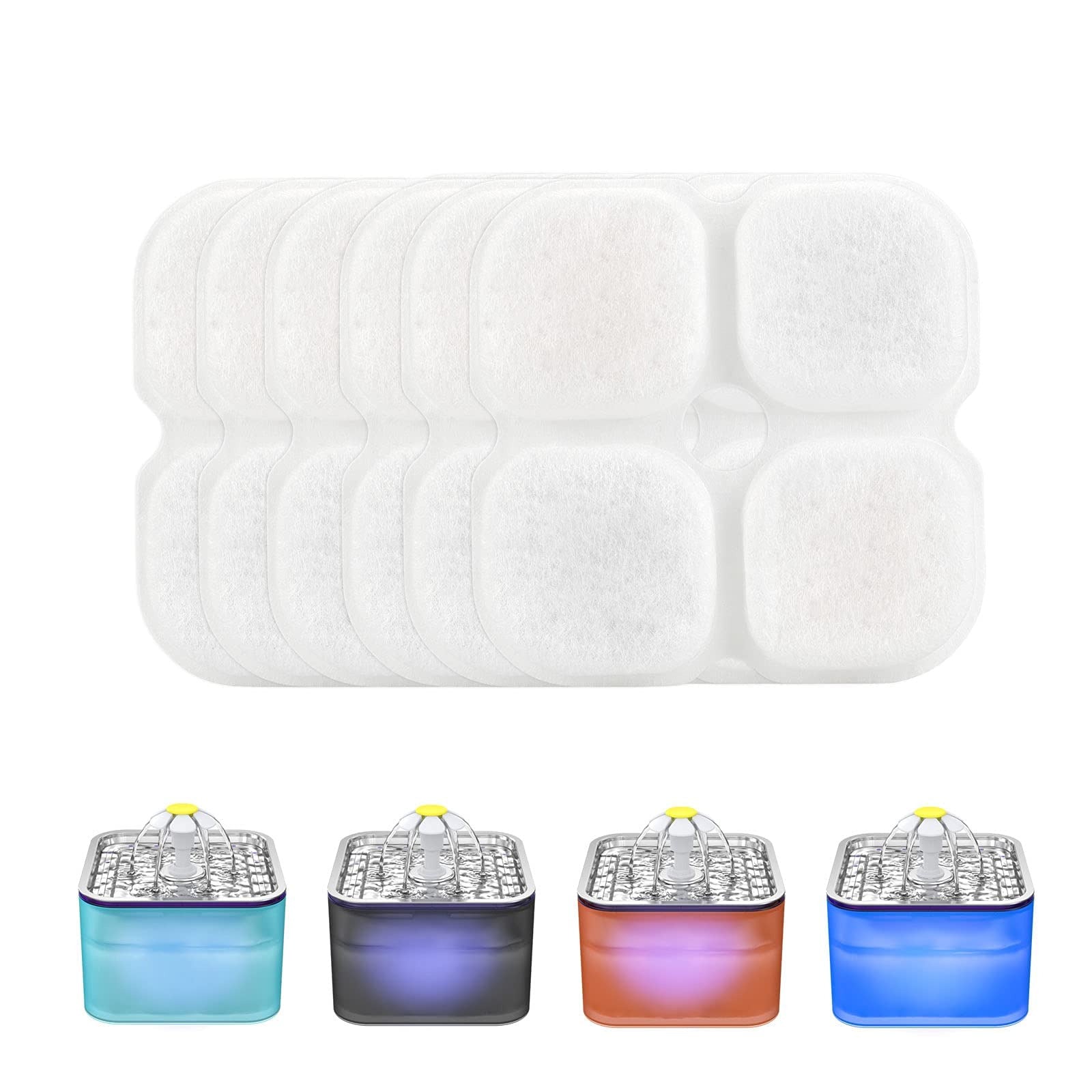 Set of small containers with lids in various colors on a white background at Pet Servo