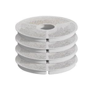 Stack of white filter cartridges on a white background at Pet Servo