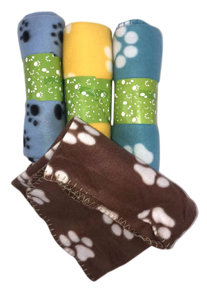 Four fabric swatches with paw print patterns on a white background at Pet Servo