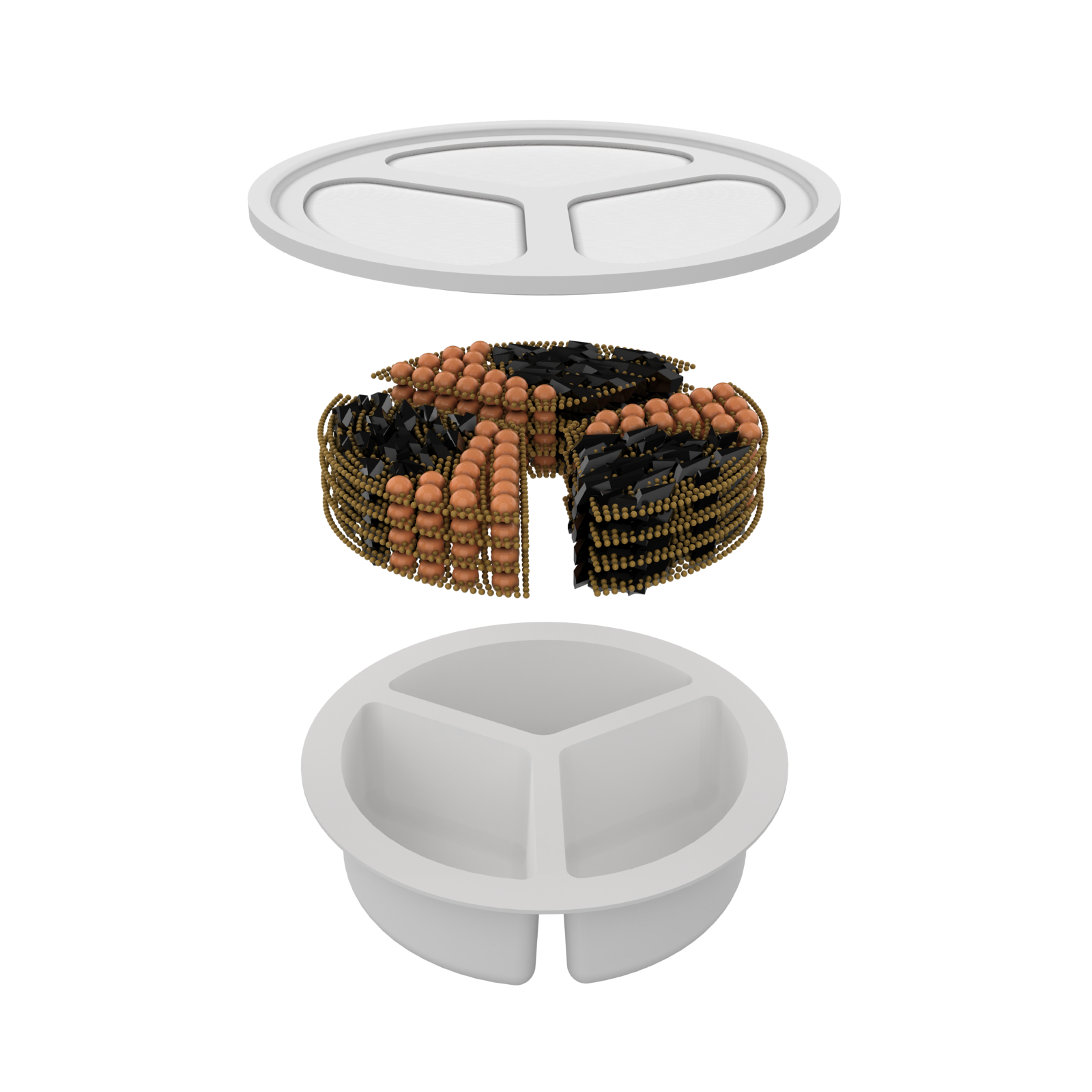 White plastic component with a textured brown and black insert on a white background at Pet Servo