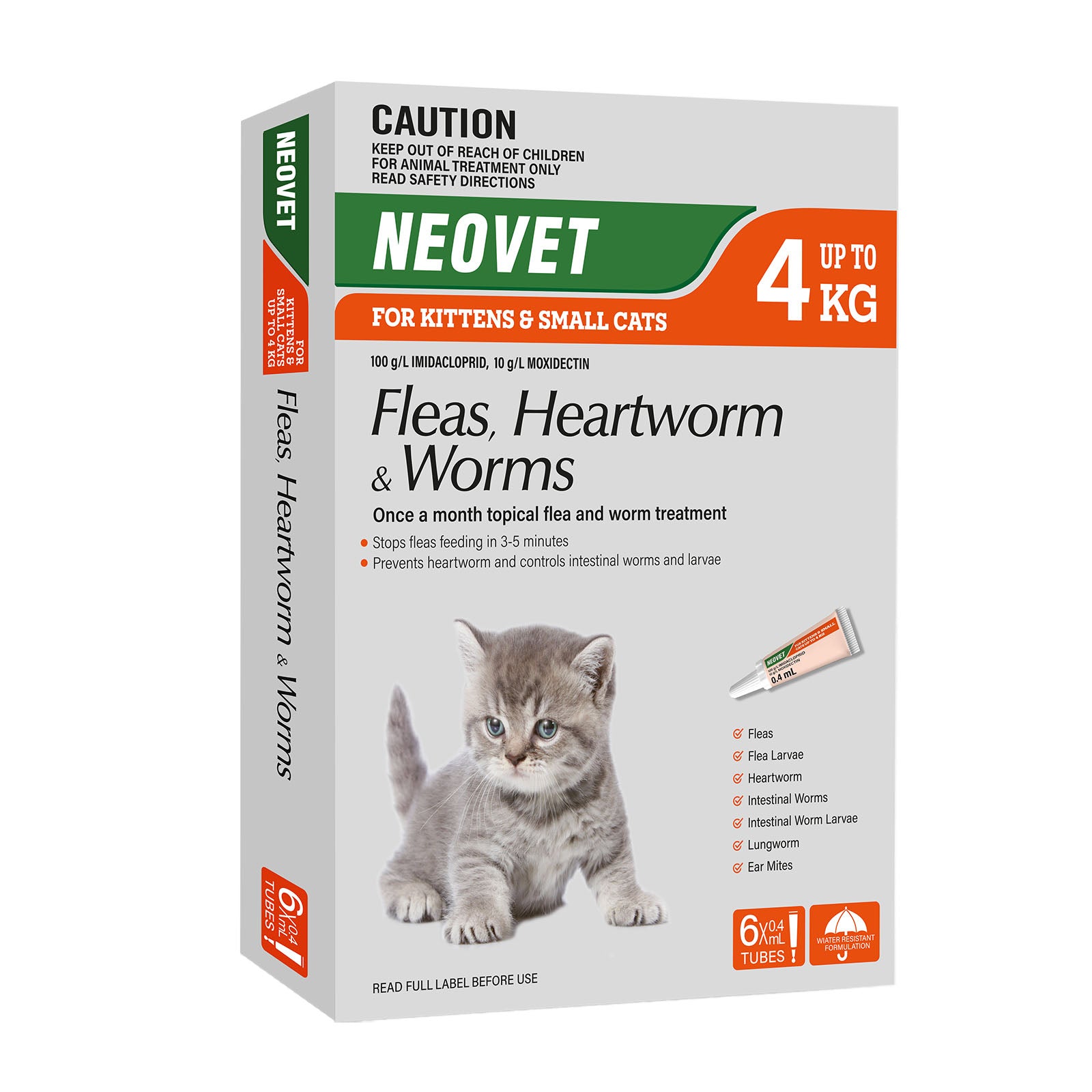 Neovet - Flea and Worming For Kittens and Small Cats Upto 4kg Orange