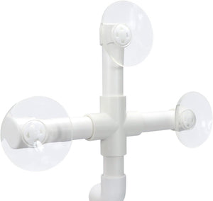 White shower curtain holder with four suction cups on a white background at Pet Servo