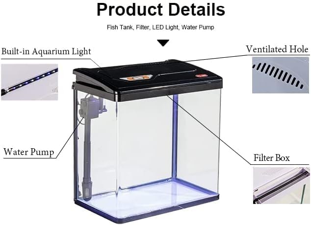 GROZY - Aquarium Fish Tank LED Light Top Filter Silent Pump Complete Set