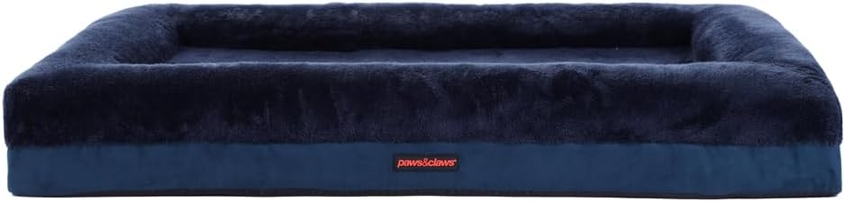 Paws & Claws - Winston Orthopedic Foam Walled Pet Bed, Navy, Large, 103 x 76 x 17 cm