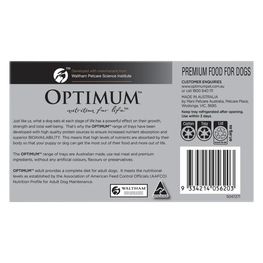 Optimum - Adult Wet Dog Food With Chicken & Rice Trays 100g X 6 Pack - Petservo