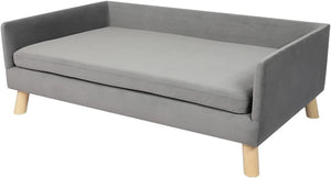 Gray sofa with wooden legs on a white background at Pet Servo