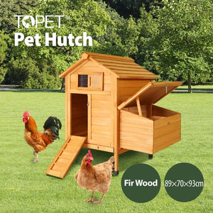 Chicken Coop Wood Barn with Ramp and Nesting Box Pet Hutch - Petservo
