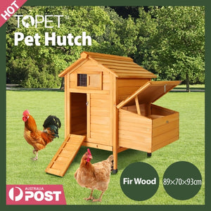 Chicken Coop Wood Barn with Ramp and Nesting Box Pet Hutch - Petservo