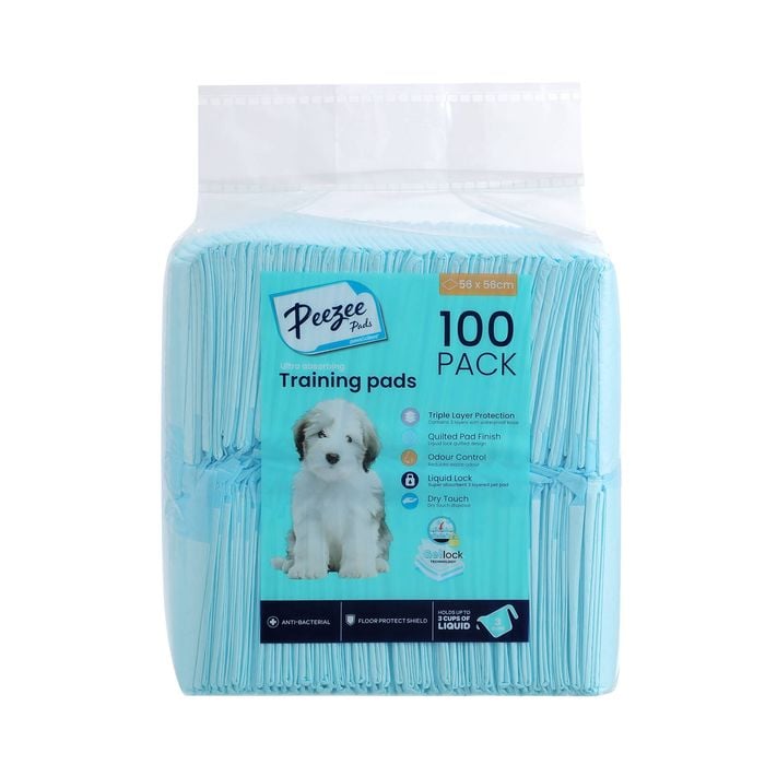 Paws And Claws - 56 x 56cm Antibacterial Pet Training Pads - 100 Pack - Medium