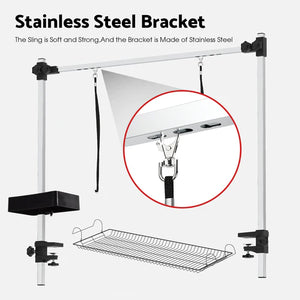 Stainless steel bracket with hanging system on a white background at Pet Servo