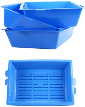 Two blue plastic trays on a white background at Pet Servo
