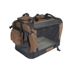 YES4PETS Large Foldable Soft Dog Crate with Curtain Brown - PetServo