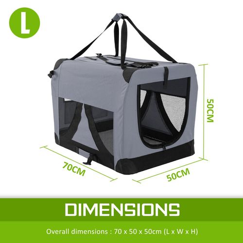 Paw Mate - Portable Soft Dog Cage Crate Carrier - Grey - L - petservo-1