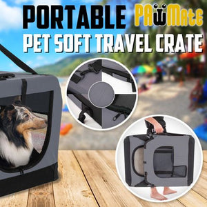 Paw Mate - Portable Soft Dog Cage Crate Carrier - Grey - L - petservo-2