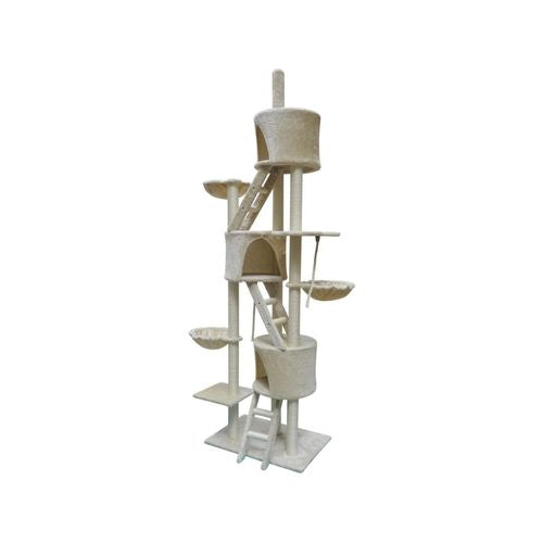 YES4PETS 244 cm XL Multi-Level Cat Scratching Post Tree Beige PetServo